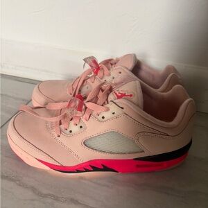 Jordan Low-Top Sneakers in Blush Pink and Hot Pink Accents